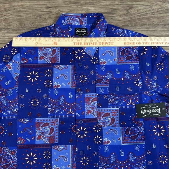 NWT Men 2XL Dogg Supply By Snoop Dog Blue Bandana Button Down Short Sleeve Mens - Picture 6 of 10